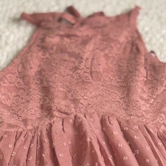 Joyfolie Oliviah Ashe Rose Dress W/ Lace & Polka Dots Handkerchief Hem Sz 7 - Picture 13 of 16